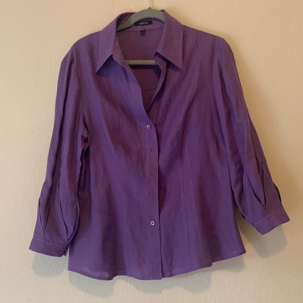 Carlisle vintage purple button up blouse size 12